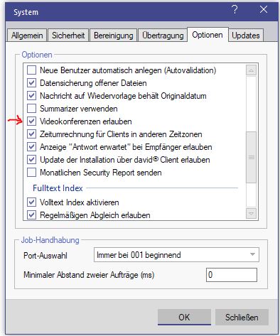 Tobit david3 Videokonferenz erlauben